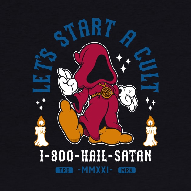 Let's Start a Cult - Vintage Cartoon Occult - Hail Satan by Nemons